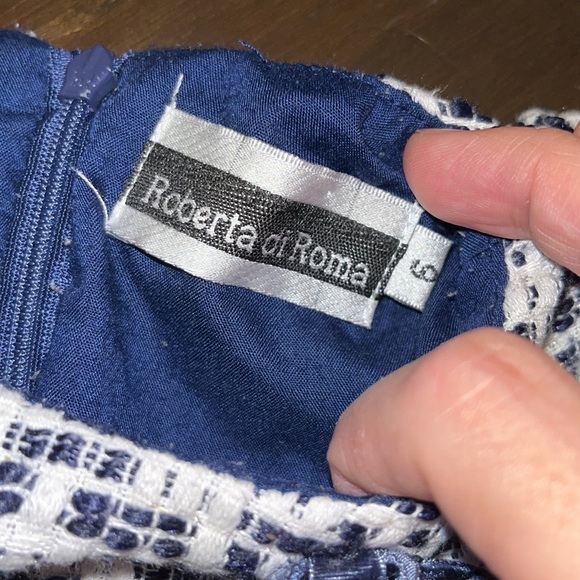 ROBERTA DI ROMA BLUE FAUX FUR TRIMMED TWEED DRESS GIRLS 6 - Picture 3 of 5